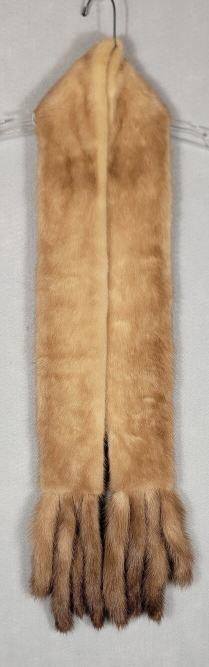 Vintage Irene of New York Blonde Mink Fur Stole Tails Velvet Lined 65"